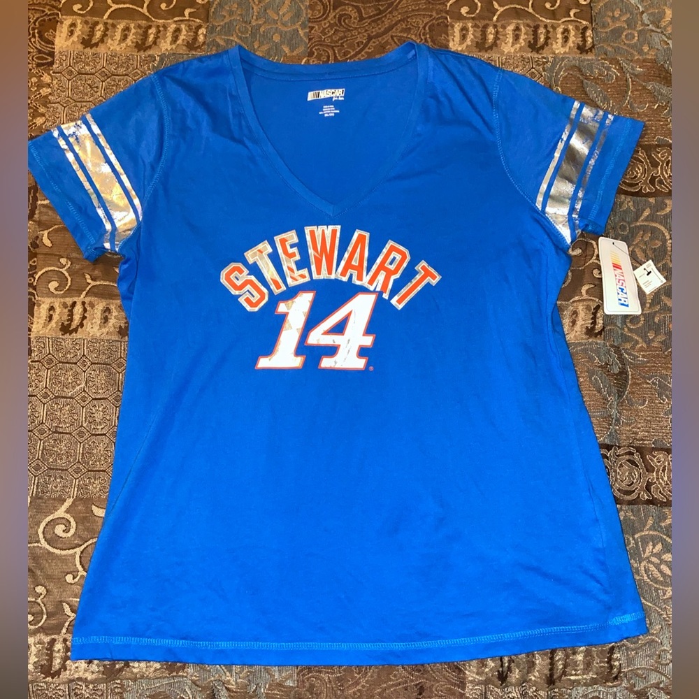Nascar Tony Stewart #14 T- Shirt Women's Size XXL blue foil- NWT!!